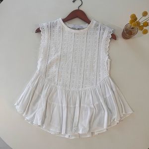 Lace peplum top with ruffle on the bottom